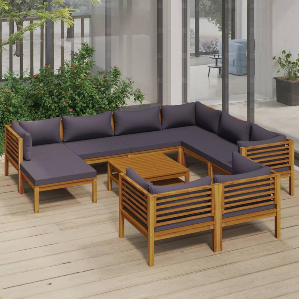 vidaXL 10 Piece Patio Lounge Set with Cushion Solid Acacia Wood