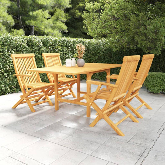 vidaXL 5 Piece Patio Dining Set Solid Teak Wood, 3059595