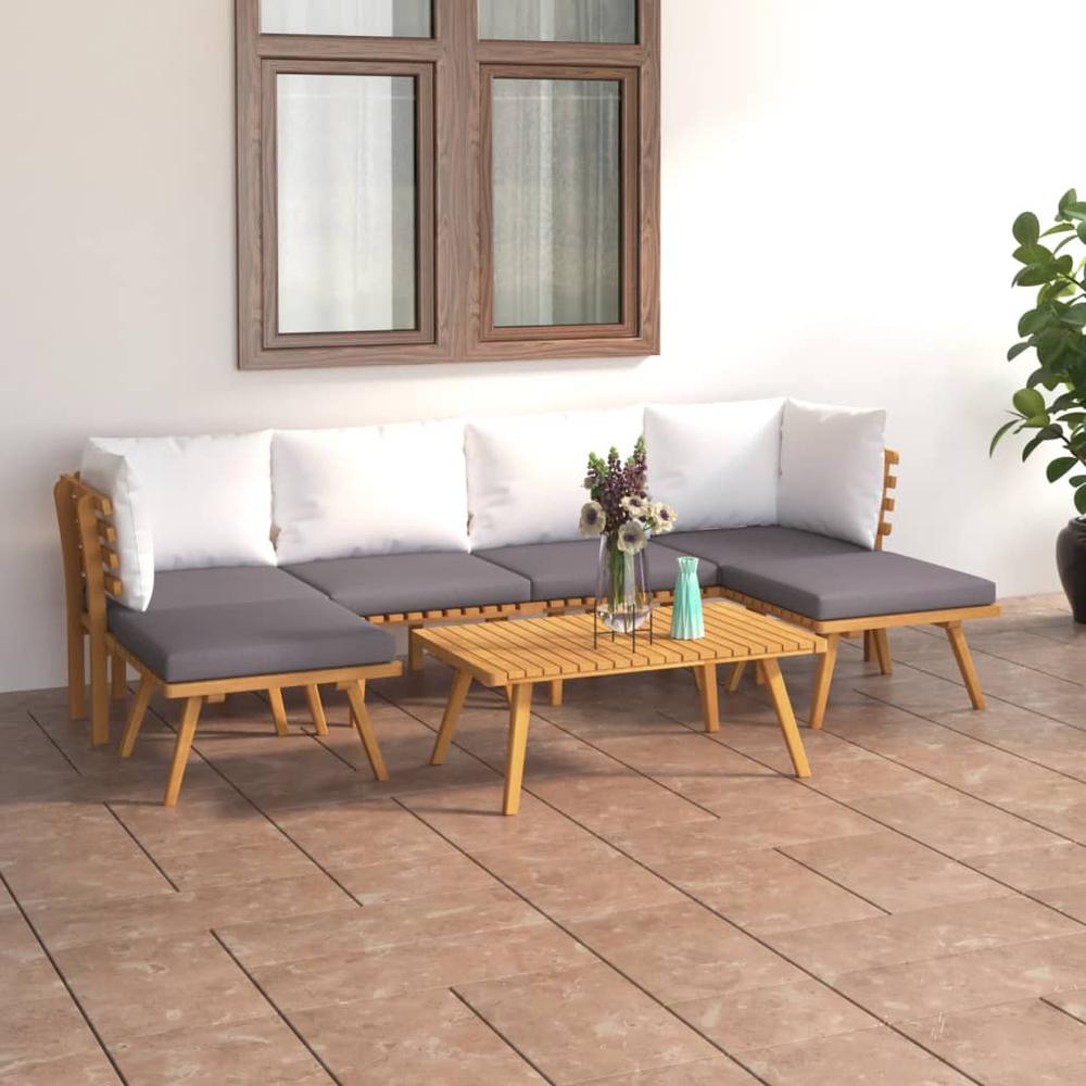 vidaXL 7 Piece Patio Lounge Set with Cushions Solid Acacia Wood, 3087023