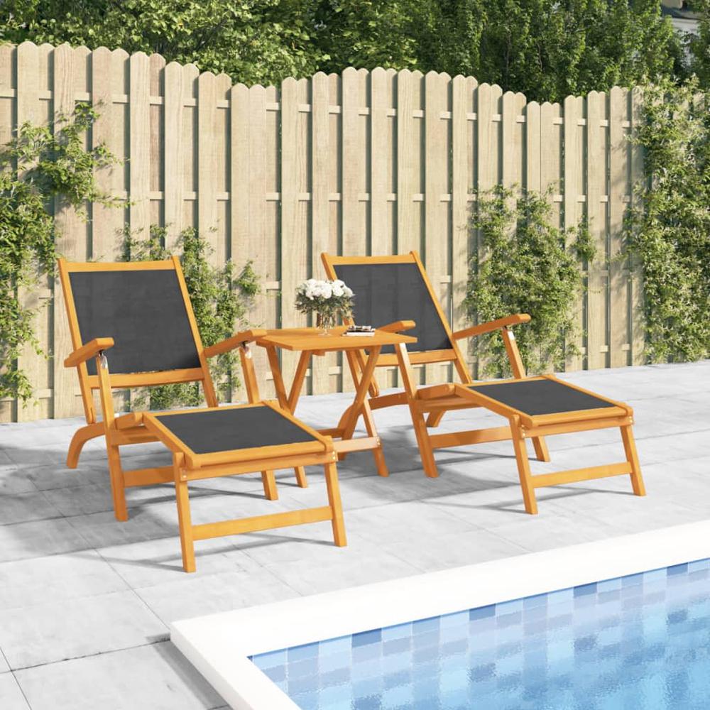 vidaXL Patio Deck Chairs 2 pcs Solid Wood Acacia and Textilene