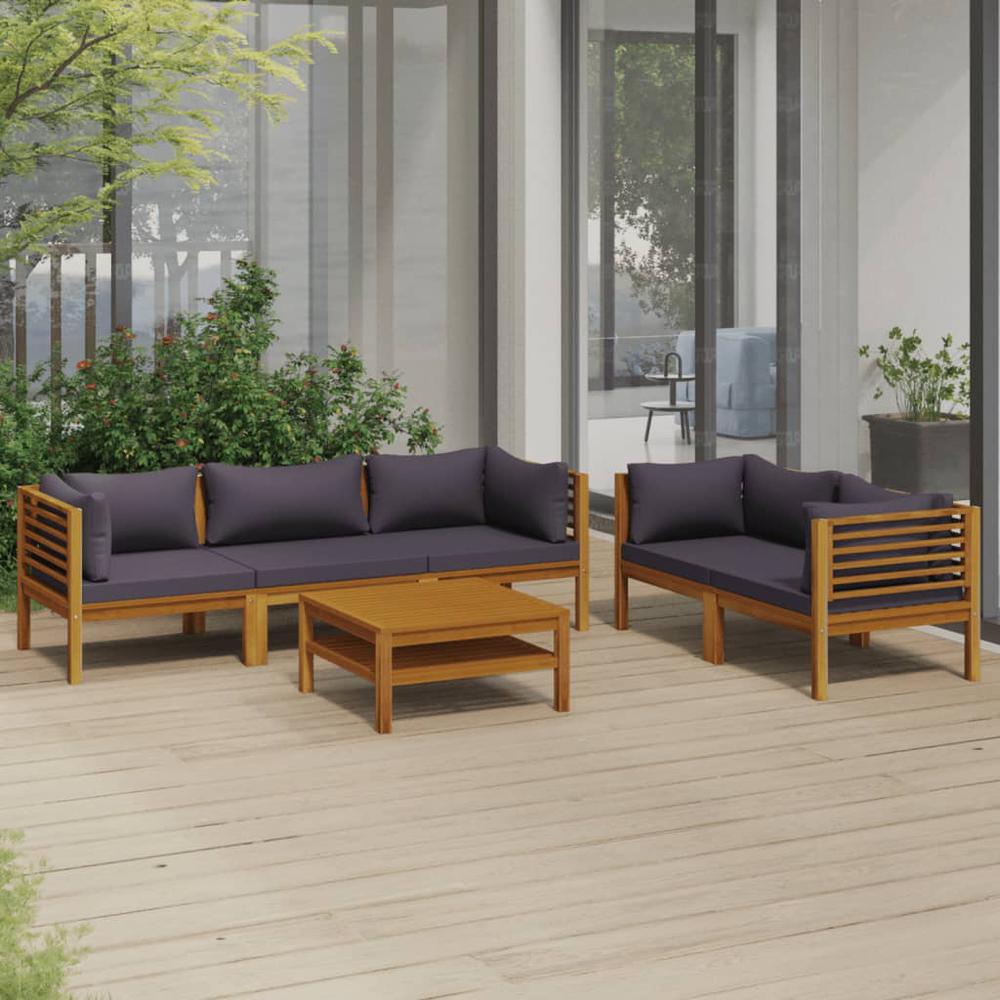 vidaXL 6 Piece Patio Lounge Set with Cushion Solid Acacia Wood, 3086903