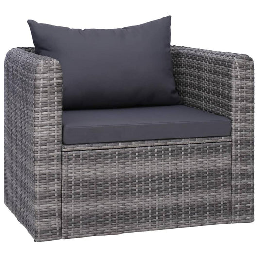 vidaXL Garden Chair with Cushion and Pillow Poly Rattan Gray, 44161