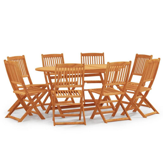 vidaXL 9 Piece Folding Patio Dining Set Solid Eucalyptus Wood, 3087158