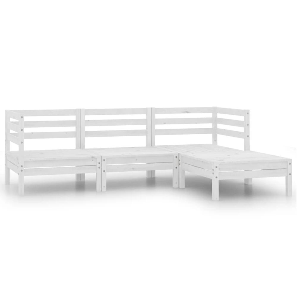 vidaXL 4 Piece Patio Lounge Set Solid Pinewood White