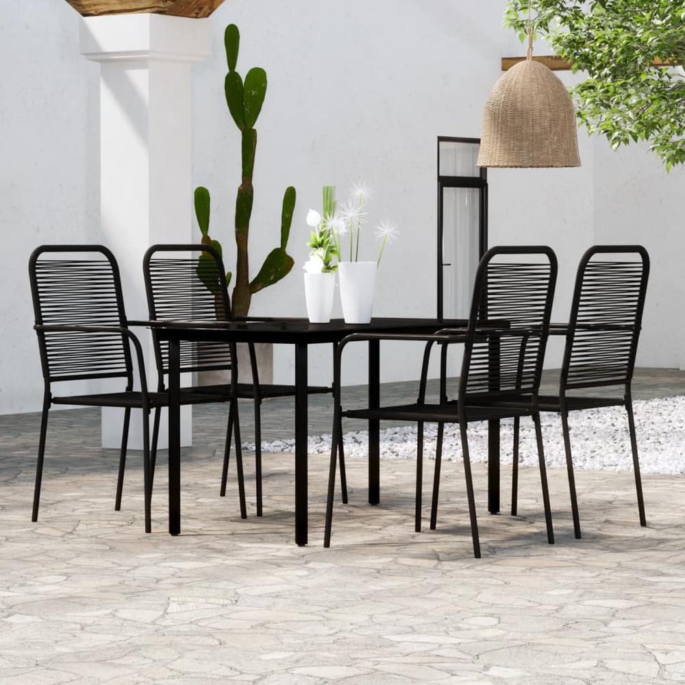 vidaXL 5 Piece Patio Dining Set Black, 3099139