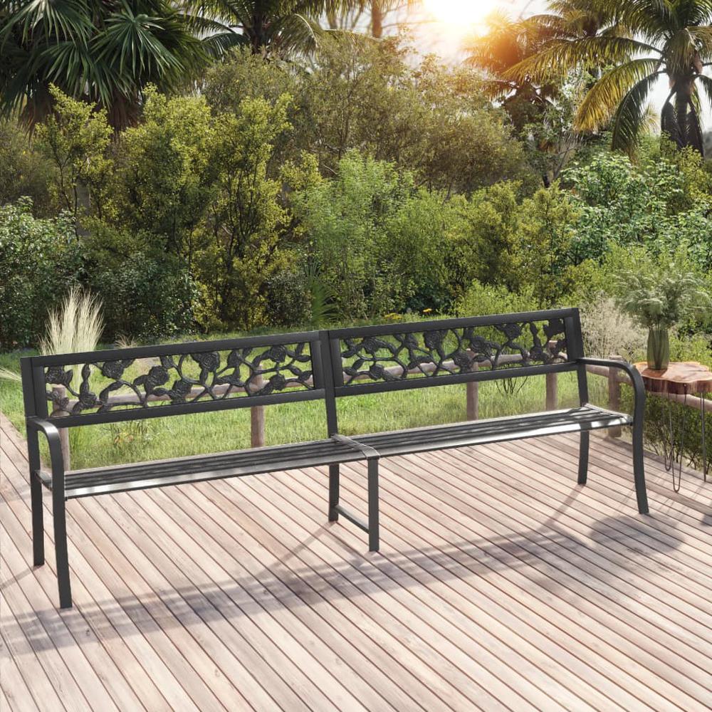 vidaXL Twin Patio Bench 96.9" Black Steel, 317129