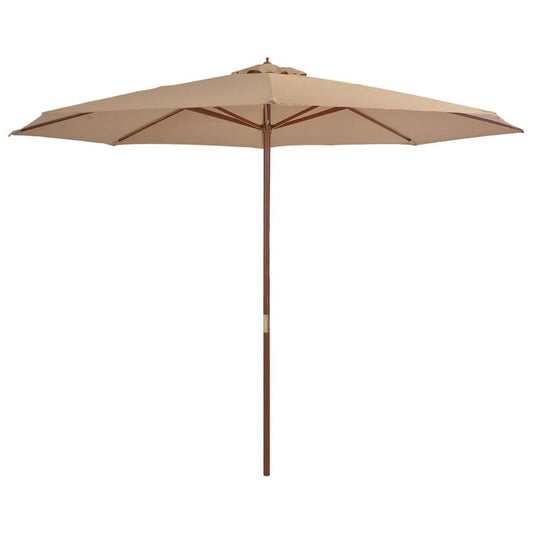 vidaXL Outdoor Parasol with Wooden Pole 137.8" Taupe