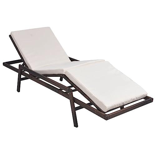 vidaXL Sun Lounger with Cushion Poly Rattan Brown, 43107