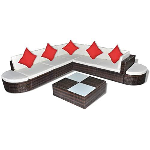 vidaXL 8 Piece Garden Lounge Set with Cushions Poly Rattan Brown, 42095