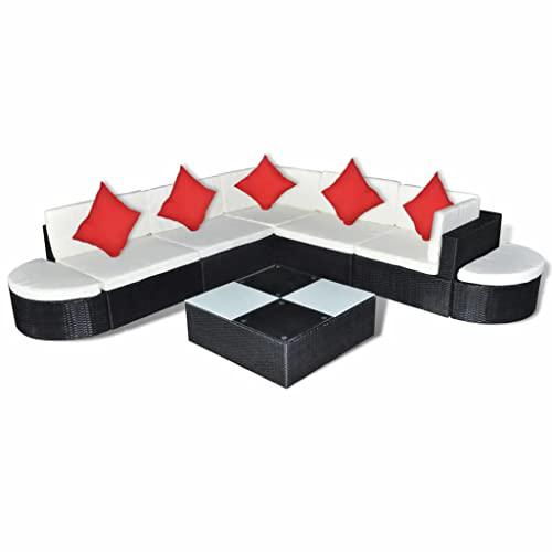 vidaXL 8 Piece Garden Lounge Set with Cushions Poly Rattan Brown, 42096