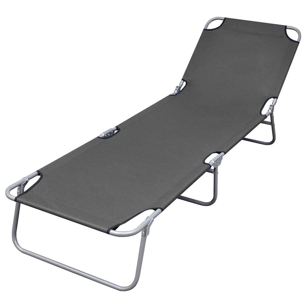 vidaXL Foldable Sunlounger with Adjustable Backrest Gray, 44293