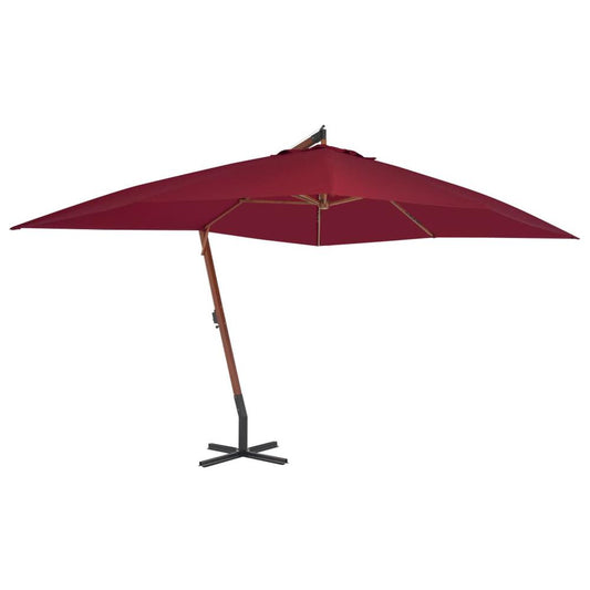 vidaXL Cantilever Umbrella with Wooden Pole 157.5"x118.1" Bordeaux Red