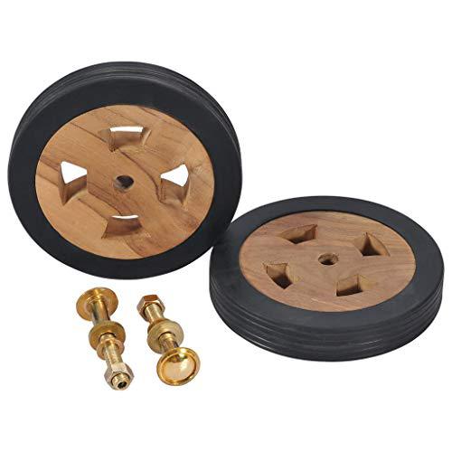 vidaXL Sunlounger Spare Wheels 2 pcs Solid Teak Wood, 48016