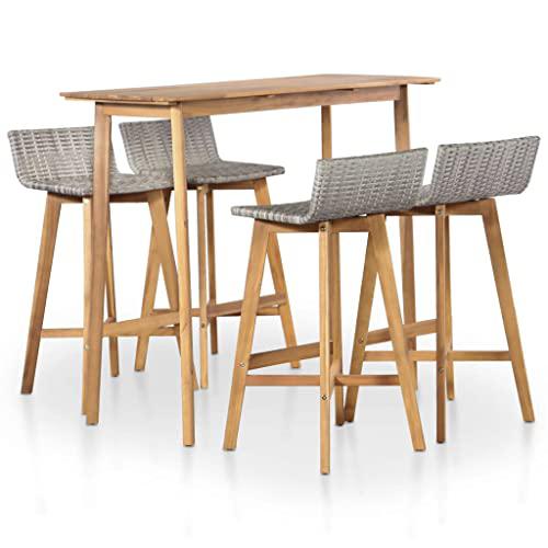 vidaXL 5 Piece Outdoor Dining Set Solid Acacia Wood, 44222