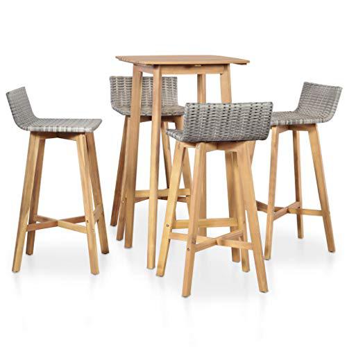 vidaXL 5 Piece Outdoor Dining Set Solid Acacia Wood, 44221