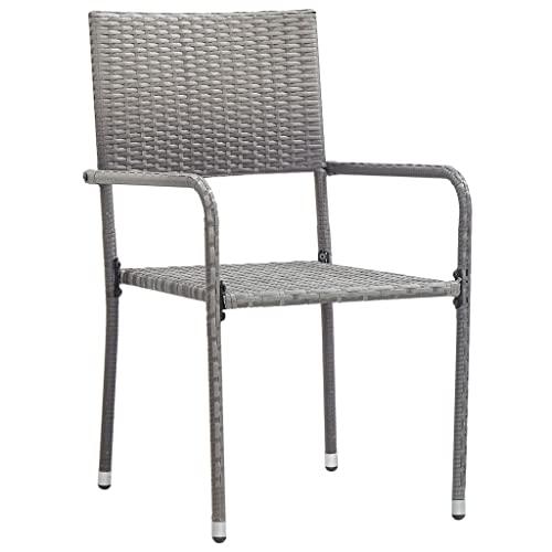 vidaXL Outdoor Dining Chairs 2 pcs Poly Rattan Gray, 46412