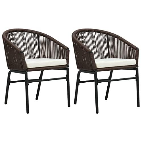 vidaXL Garden Chairs 2 pcs Brown PVC Rattan, 48136