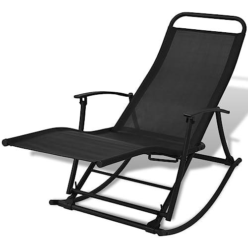 vidaXL Garden Rocking Chair Steel and Textilene Black, 42158