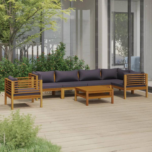 vidaXL 7 Piece Patio Lounge Set with Cushion Solid Acacia Wood, 3086922