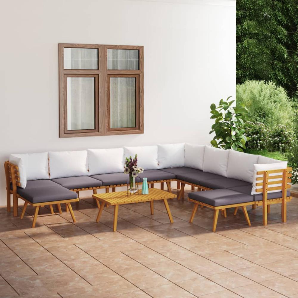 vidaXL 11 Piece Patio Lounge Set with Cushions Solid Acacia Wood, 3087019