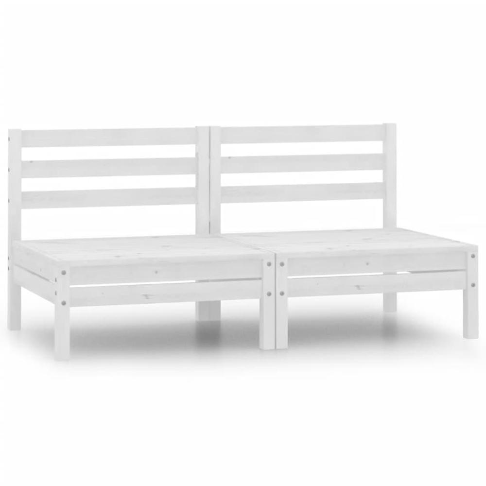 vidaXL Patio Middle Sofas 2 pcs White Solid Pinewood