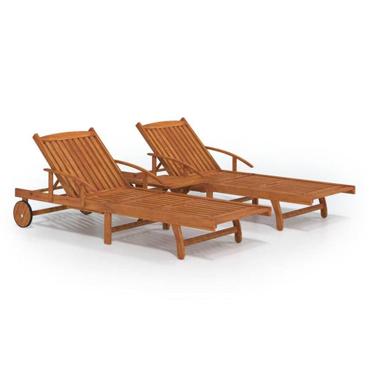 vidaXL 2 Piece Sunlounger Set with Table Solid Wood Acacia