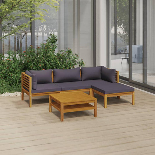 vidaXL 5 Piece Patio Lounge Set with Cushion Solid Acacia Wood, 3086895