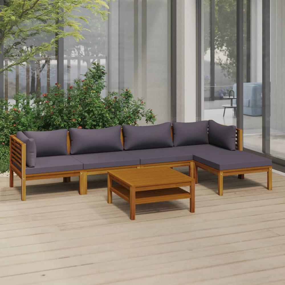 vidaXL 6 Piece Patio Lounge Set with Cushion Solid Acacia Wood, 3086897