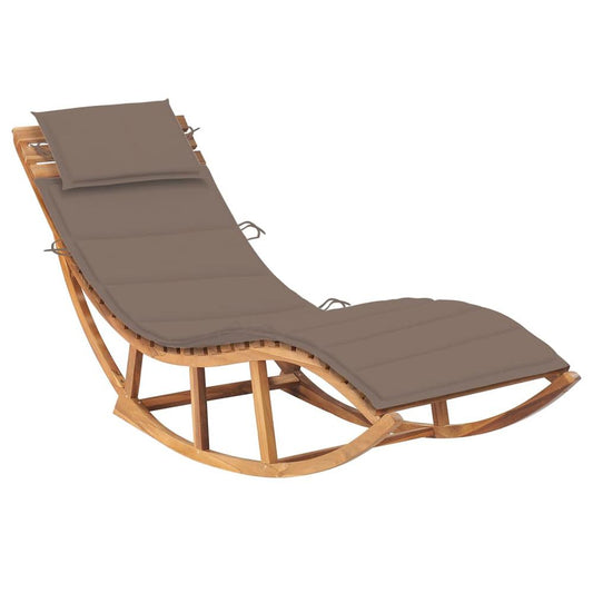 vidaXL Rocking Sun Lounger with Cushion Solid Teak Wood, 3063341