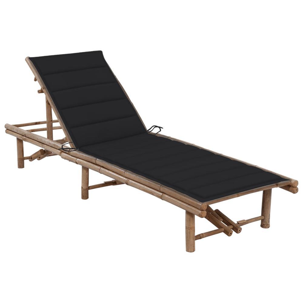 vidaXL Patio Sun Lounger with Cushion Bamboo, 3061639