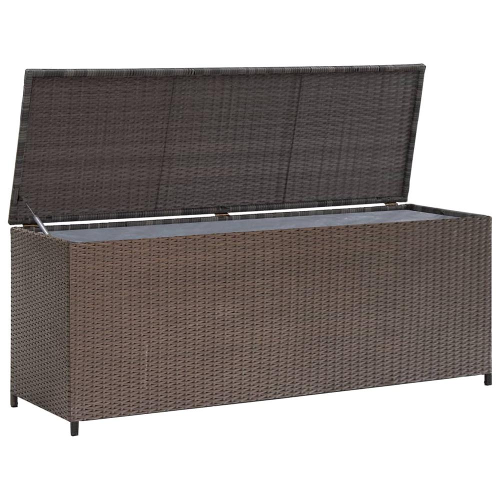 vidaXL Garden Storage Box Brown 47.2"x19.7"x23.6" Poly Rattan, 42499