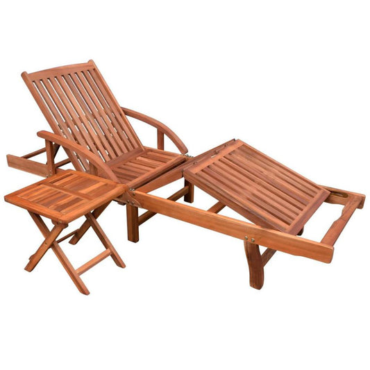 vidaXL Sun Lounger with Table Solid Acacia Wood, 42594