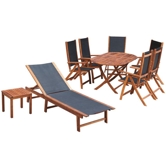 vidaXL 9 Piece Outdoor Dining Set with Cushions Solid Acacia Wood, 42649