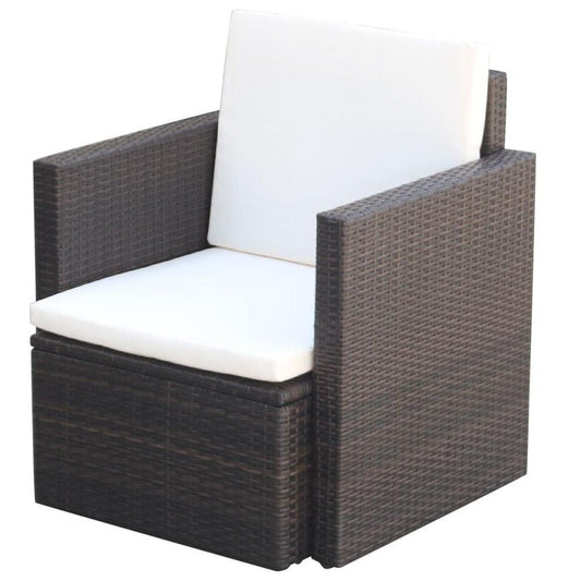 vidaXL Garden Chair with Cushions and Pillows Poly Rattan Brown, 42668