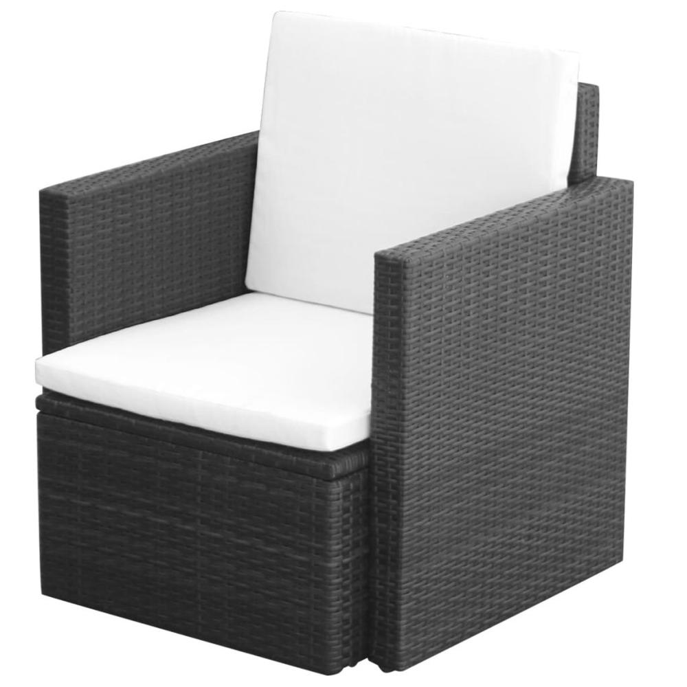 vidaXL Garden Chair with Cushions and Pillows Poly Rattan Black, 42669