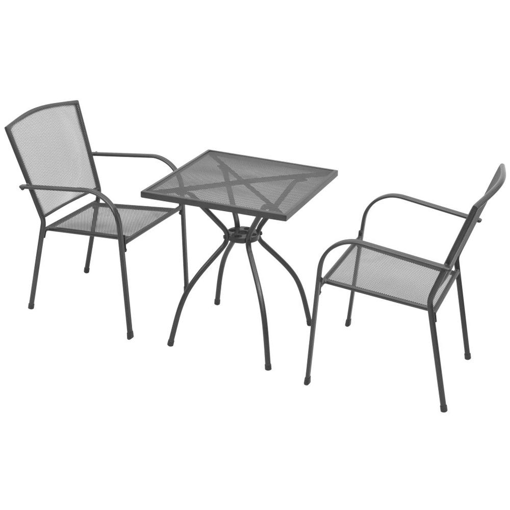 vidaXL 3 Piece Bistro Set Steel Anthracite, 42706