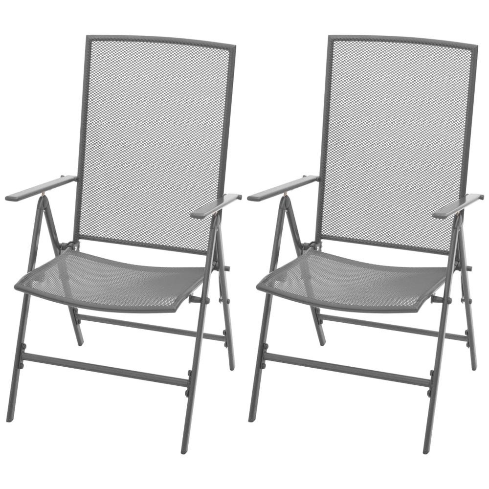 vidaXL Stackable Garden Chairs 2 pcs Steel Gray, 42716