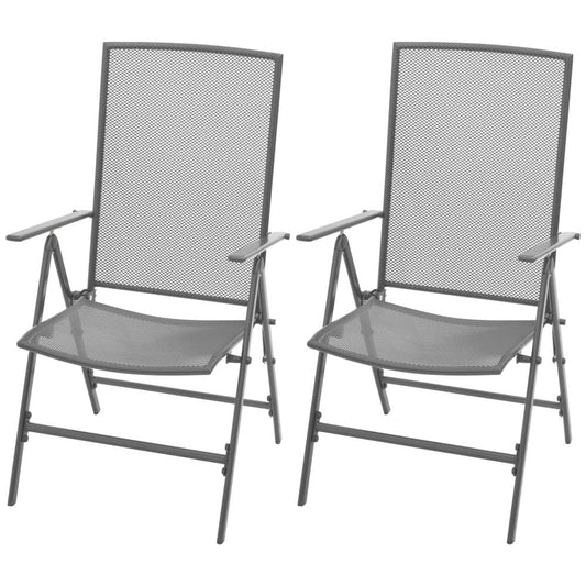 vidaXL Stackable Garden Chairs 2 pcs Steel Gray, 42716