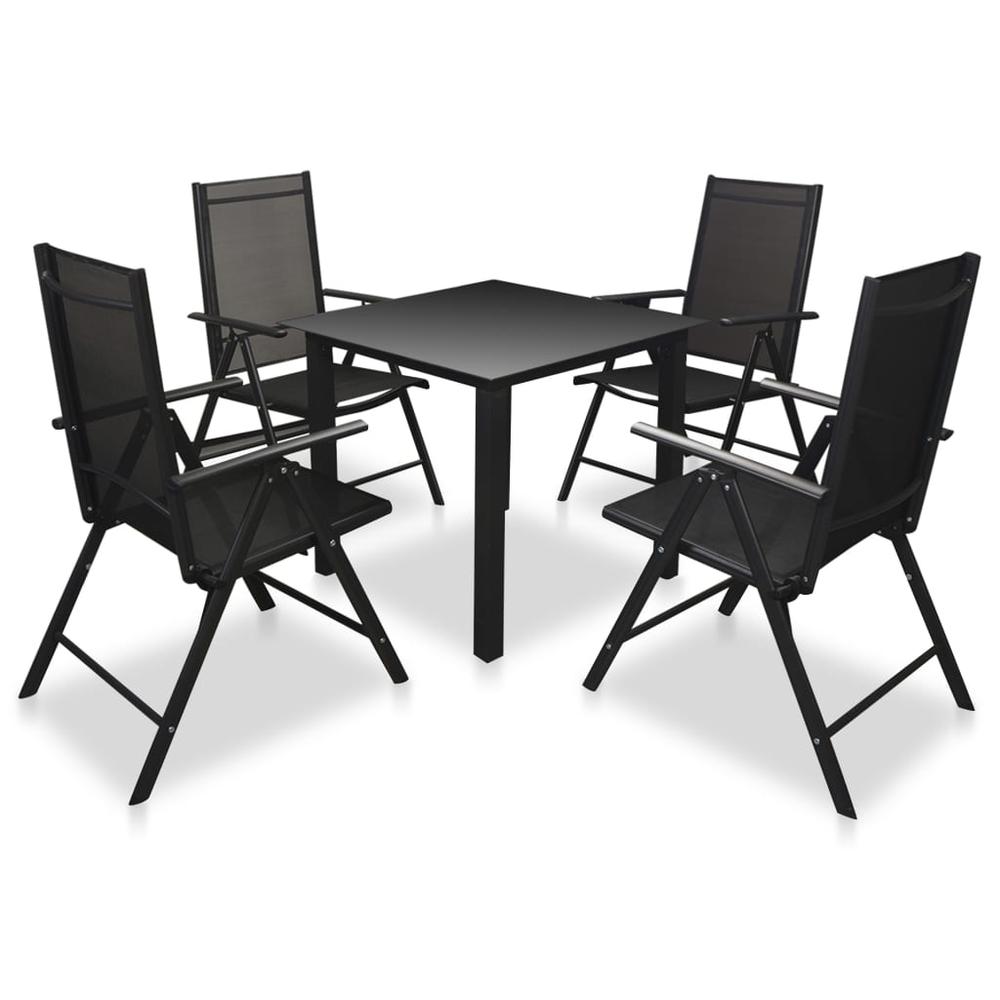 vidaXL 5 Piece Outdoor Dining Set with Folding Chairs Aluminium Black, 42767