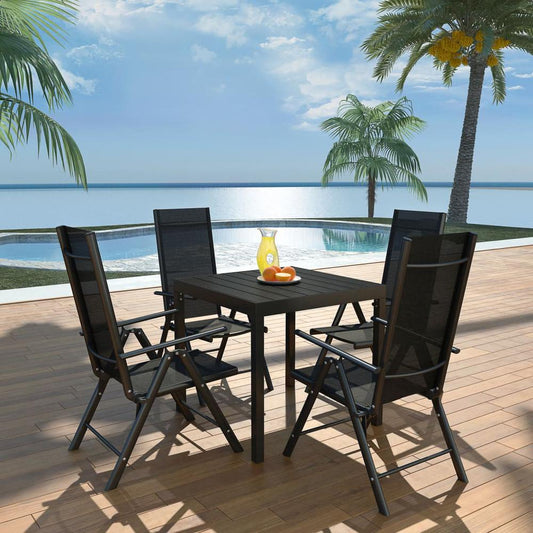 vidaXL 5 Piece Outdoor Dining Set Aluminium and WPC Black, 42769