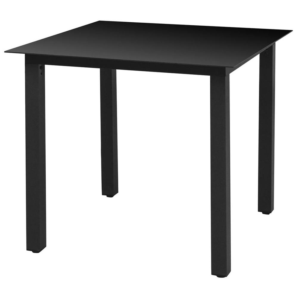 vidaXL Garden Table Black 31.5"x31.5"x29.1" Aluminium and Glass, 42787