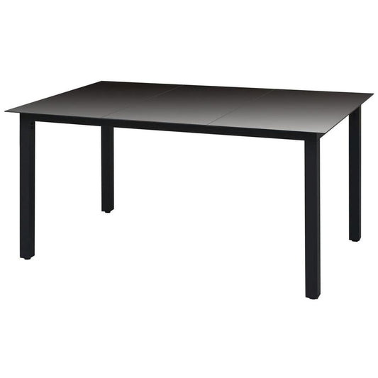 vidaXL Garden Table Black 59.1"x35.4"x29.1" Aluminium and Glass, 42788