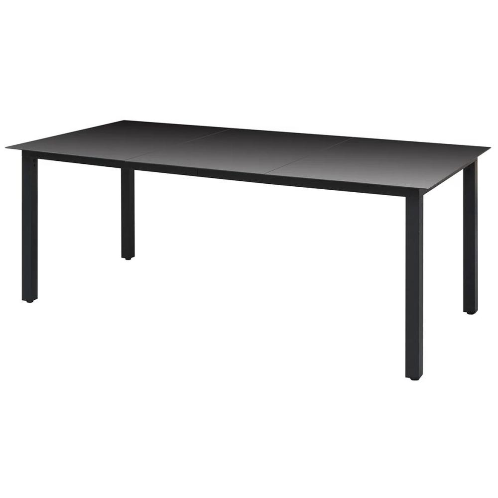 vidaXL Garden Table Black 74.8"x35.4"x29.1" Aluminium and Glass, 42789