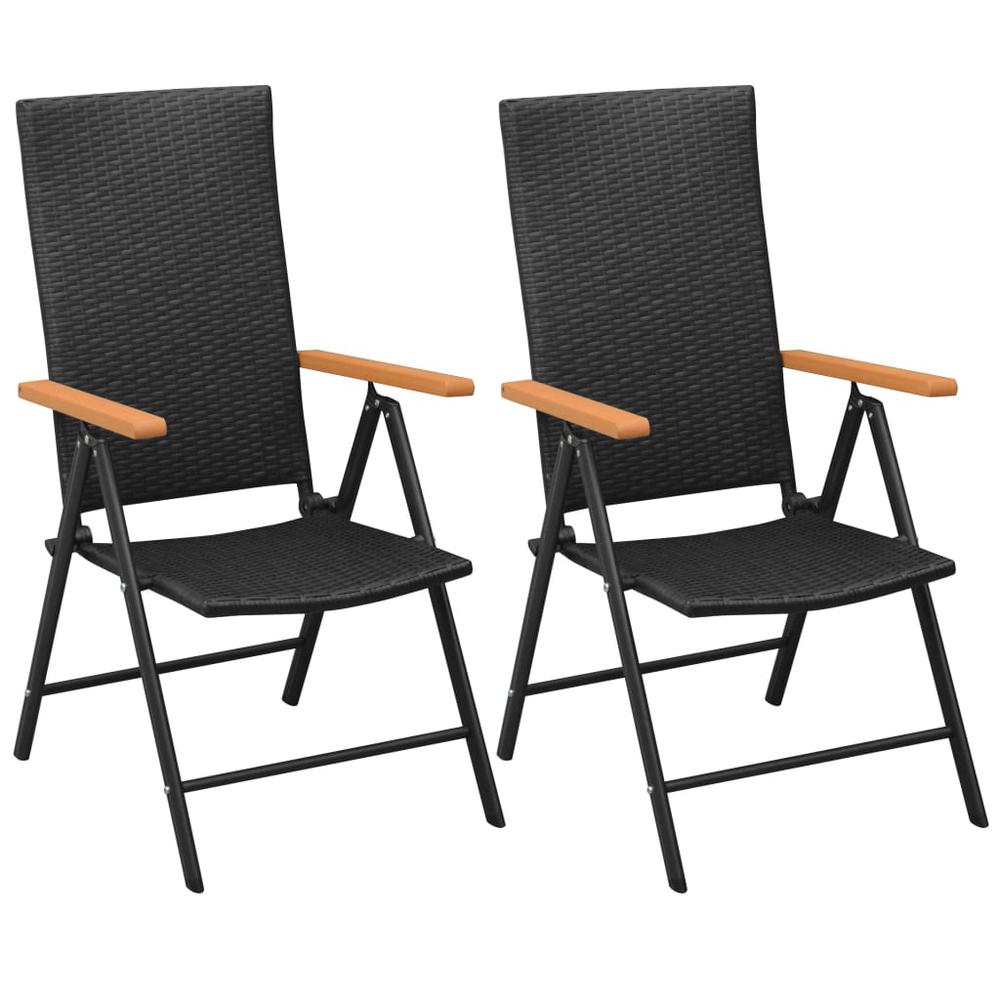 vidaXL Stackable Garden Chairs 2 pcs Poly Rattan Black, 42798