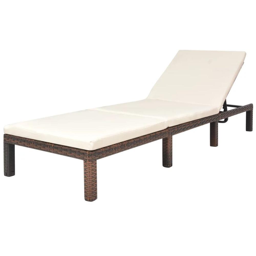 vidaXL Sun Lounger with Cushion Poly Rattan Brown, 42845