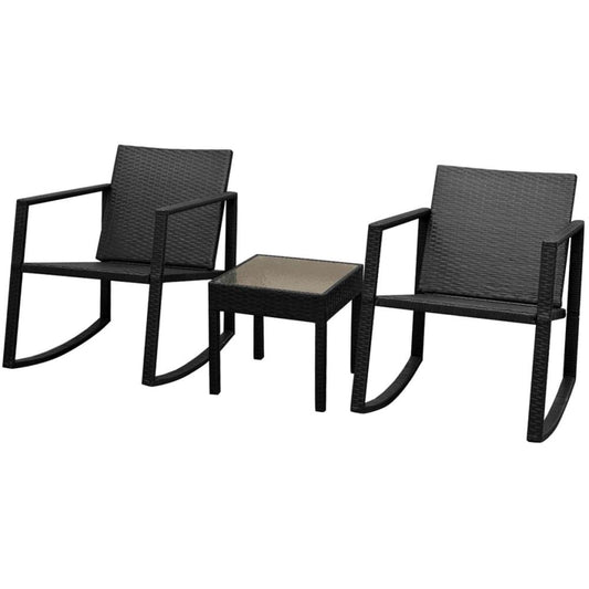 vidaXL 3 Piece Bistro Set Poly Rattan Black, 42862