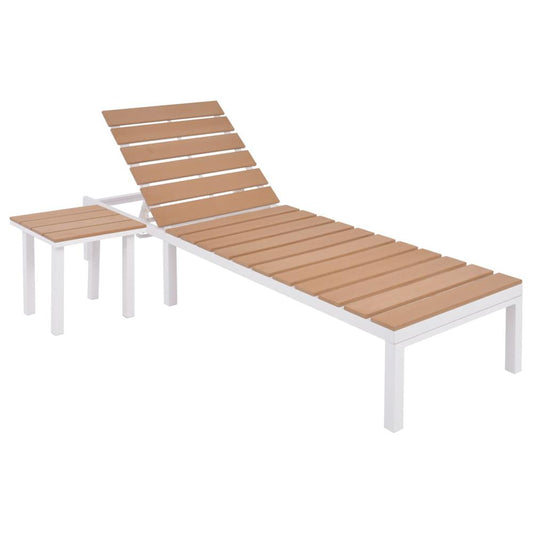 vidaXL Sun Lounger with Table Aluminium WPC and Brown, 42869