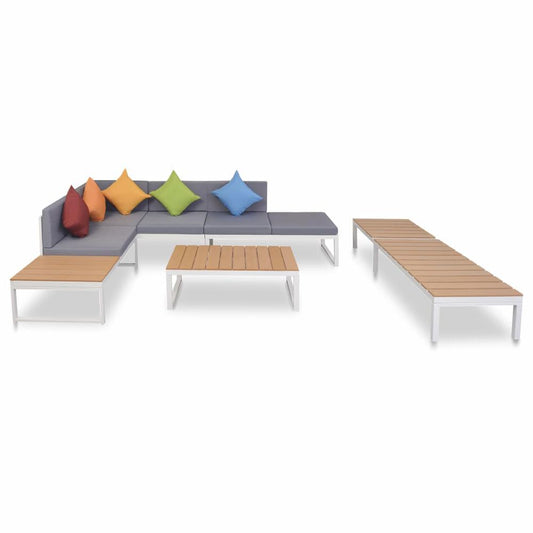 vidaXL 5 Piece Garden Lounge Set with Cushions Aluminium and WPC, 42870