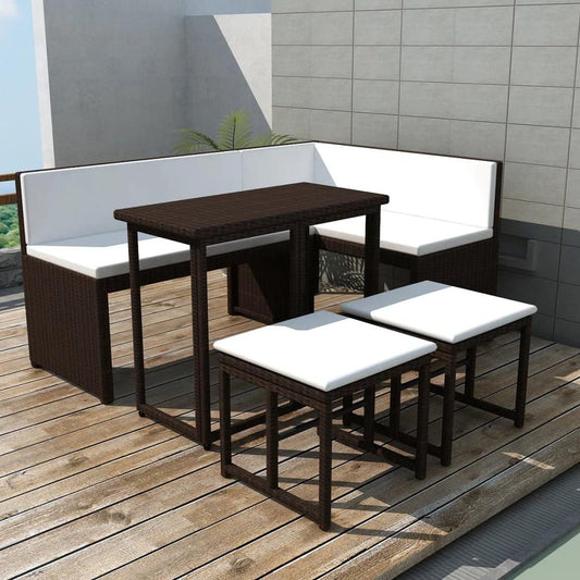 vidaXL 5 Piece Outdoor Dining Set Steel Poly Rattan Brown 2879