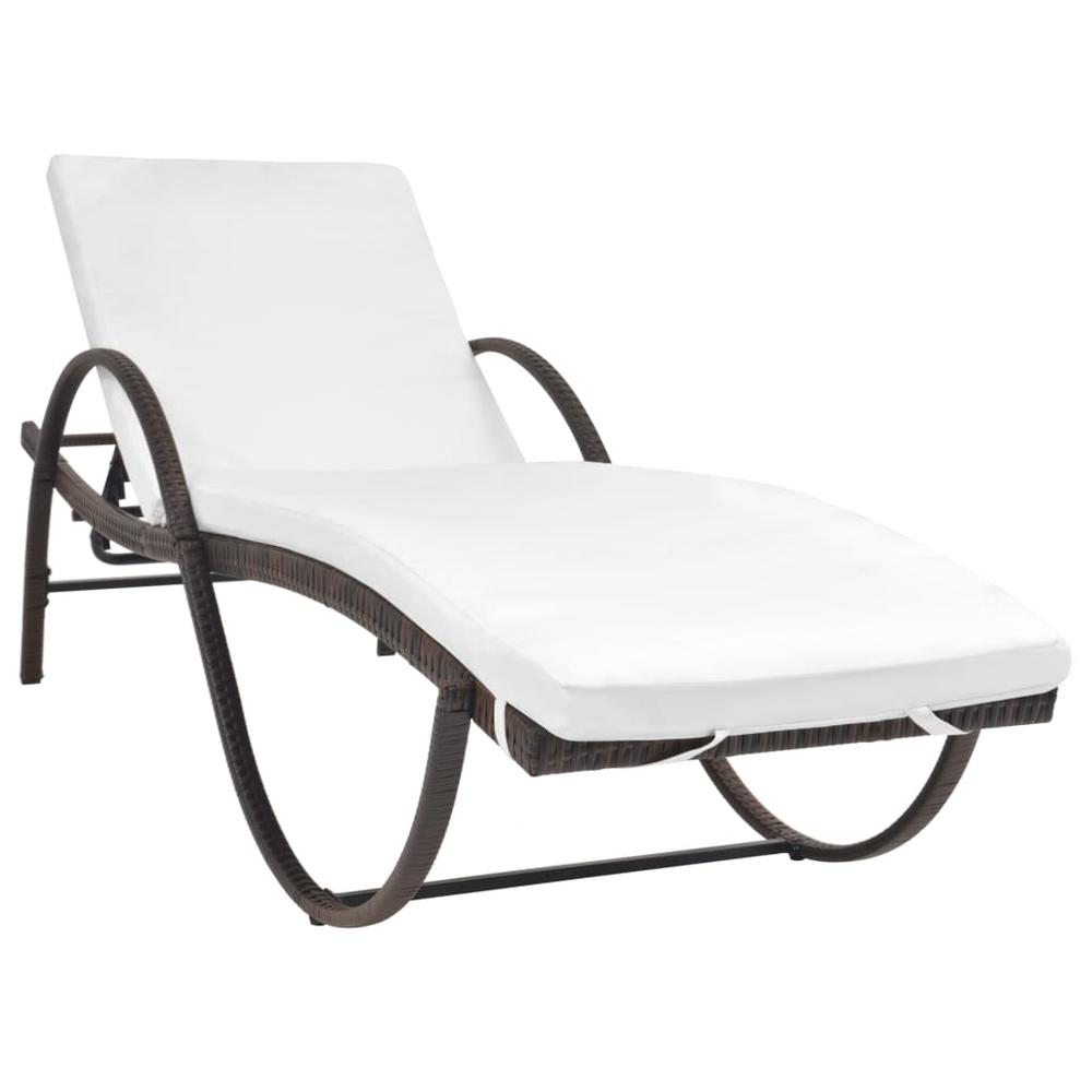 vidaXL Sun Lounger with Cushion Poly Rattan Brown, 42883